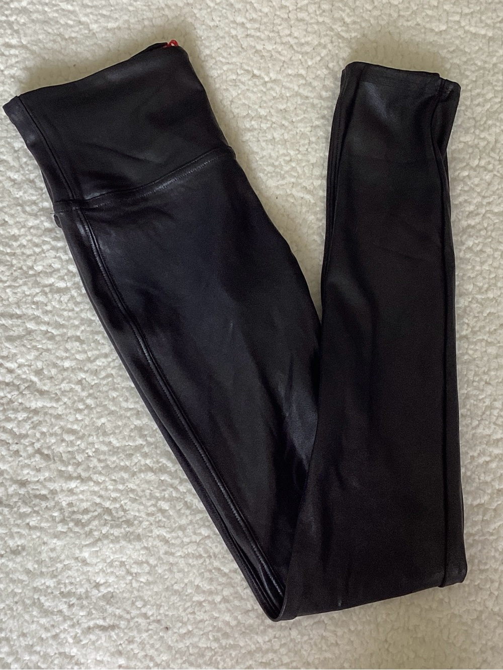 Black Faux Leather Leggings High Rise Y2K Moto Quiet Luxury Size Small